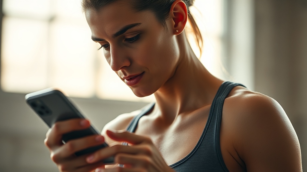 운동 후 스마트폰 앱에서 심박수 변화 그래프를 분석하며 컨디션을 체크하는 모습